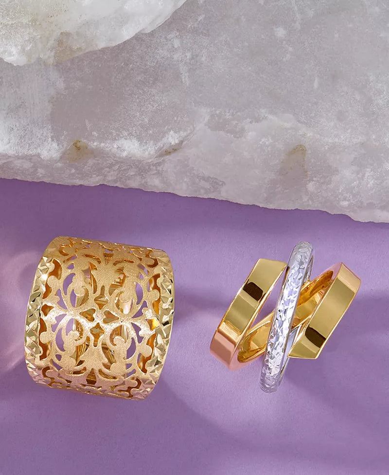 Crisscross Open Style Statement Ring – 10K Two-Tone Gold