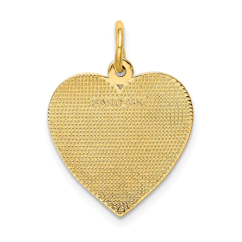 Real 14K Yellow Gold “GRANDMA” Heart Charm Pendant – Timeless Gift for Women, Men & Teens