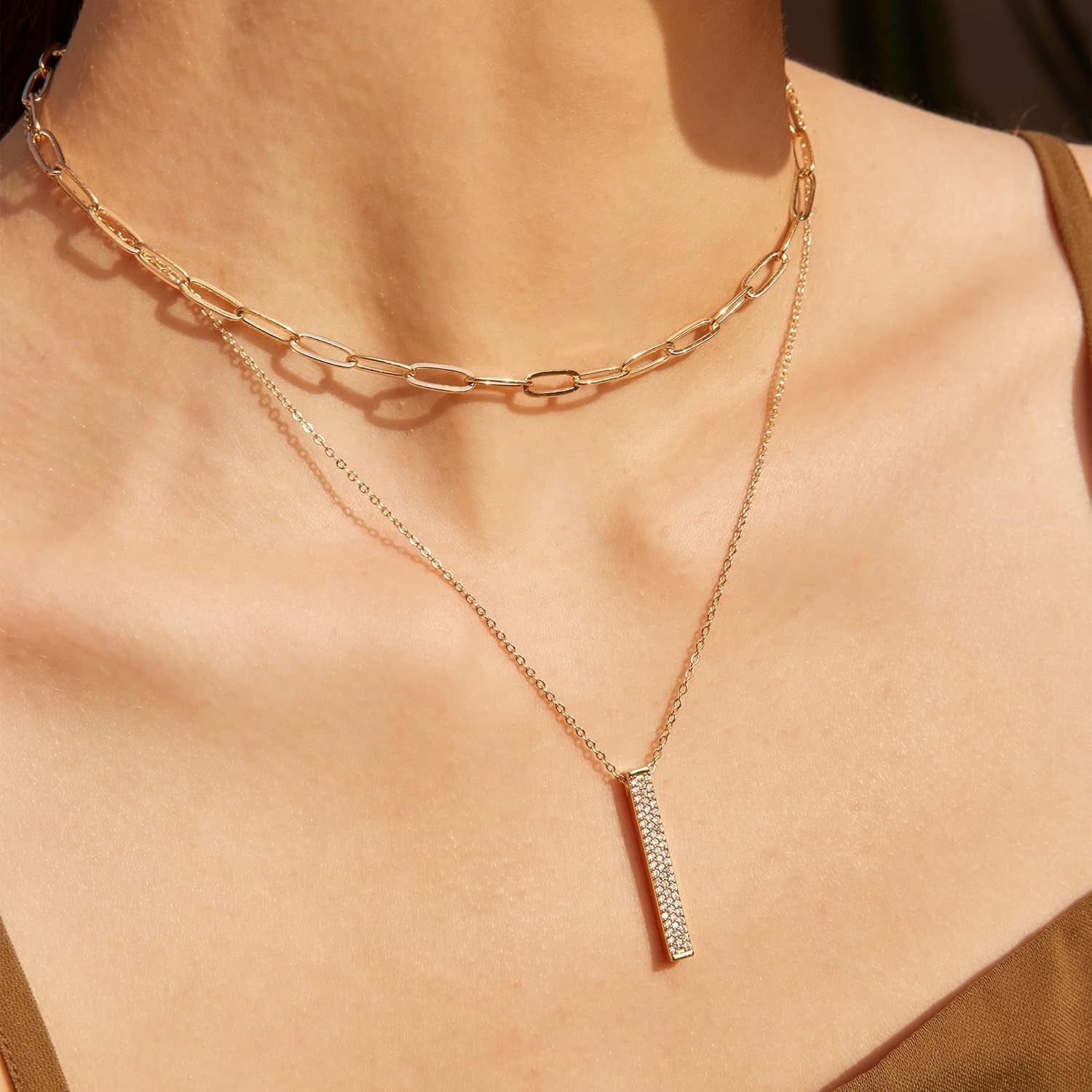 14K Gold Plated Circle Cubic Zirconia Pendant Necklace – Dainty Twist Rope Chain | Elegant Gift for Women