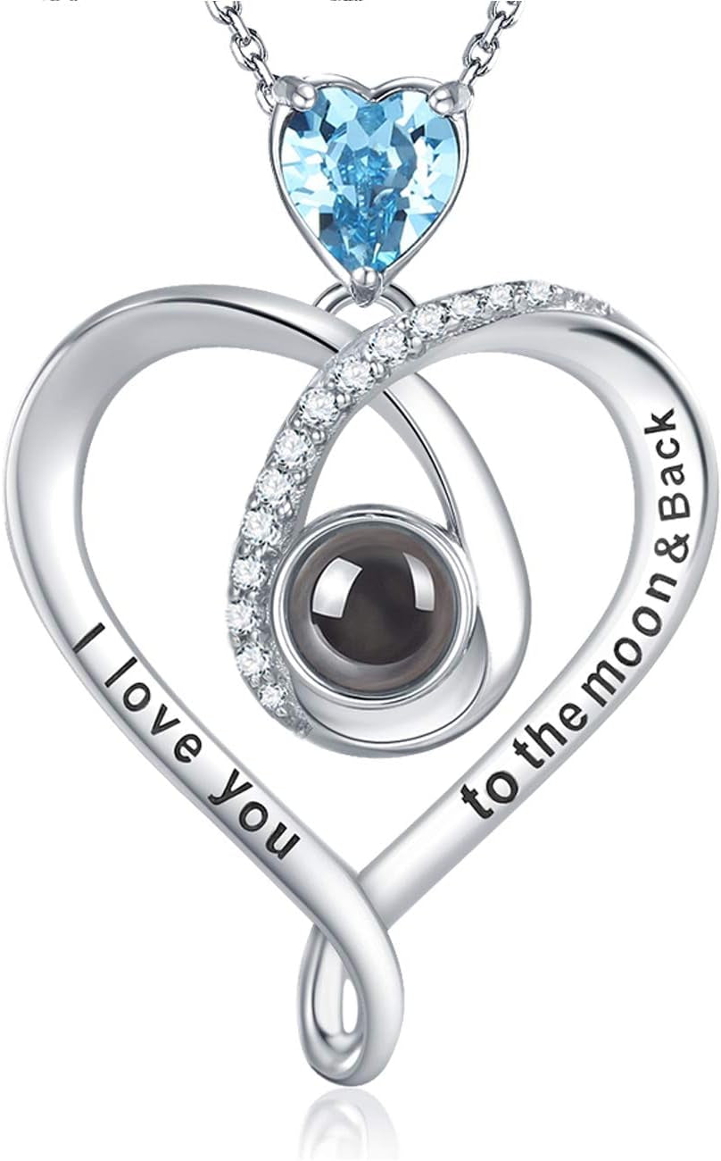 💖 Birthday Gifts for Women – October & November Birthstones Necklace | Pink Tourmaline & Blue Opal Citrine Jewelry | “I Love You” in 100 Languages | 925 Sterling Silver