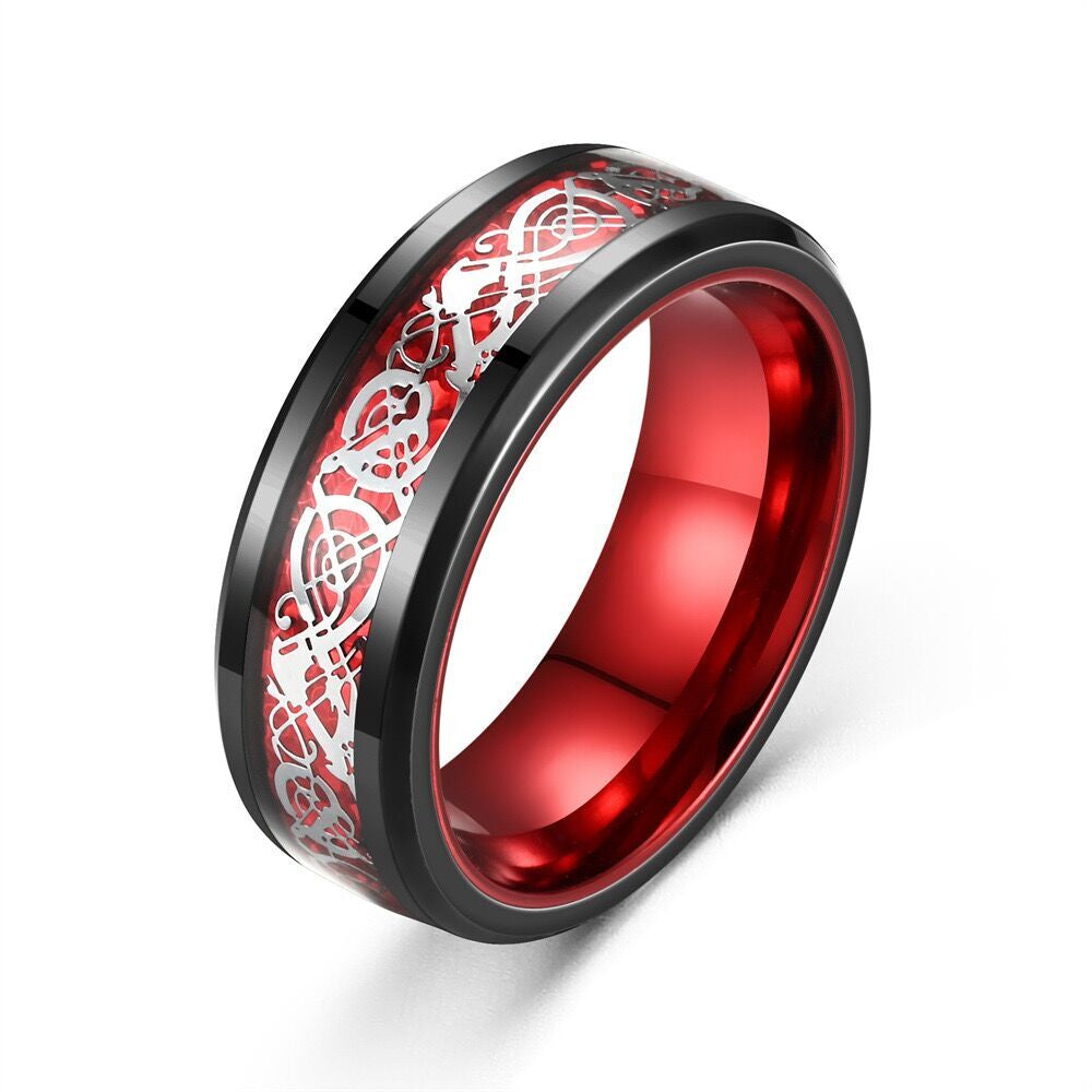 Celtic Dragon Band Ring – Bold Gold-Plated Stainless Steel for Men & Women
