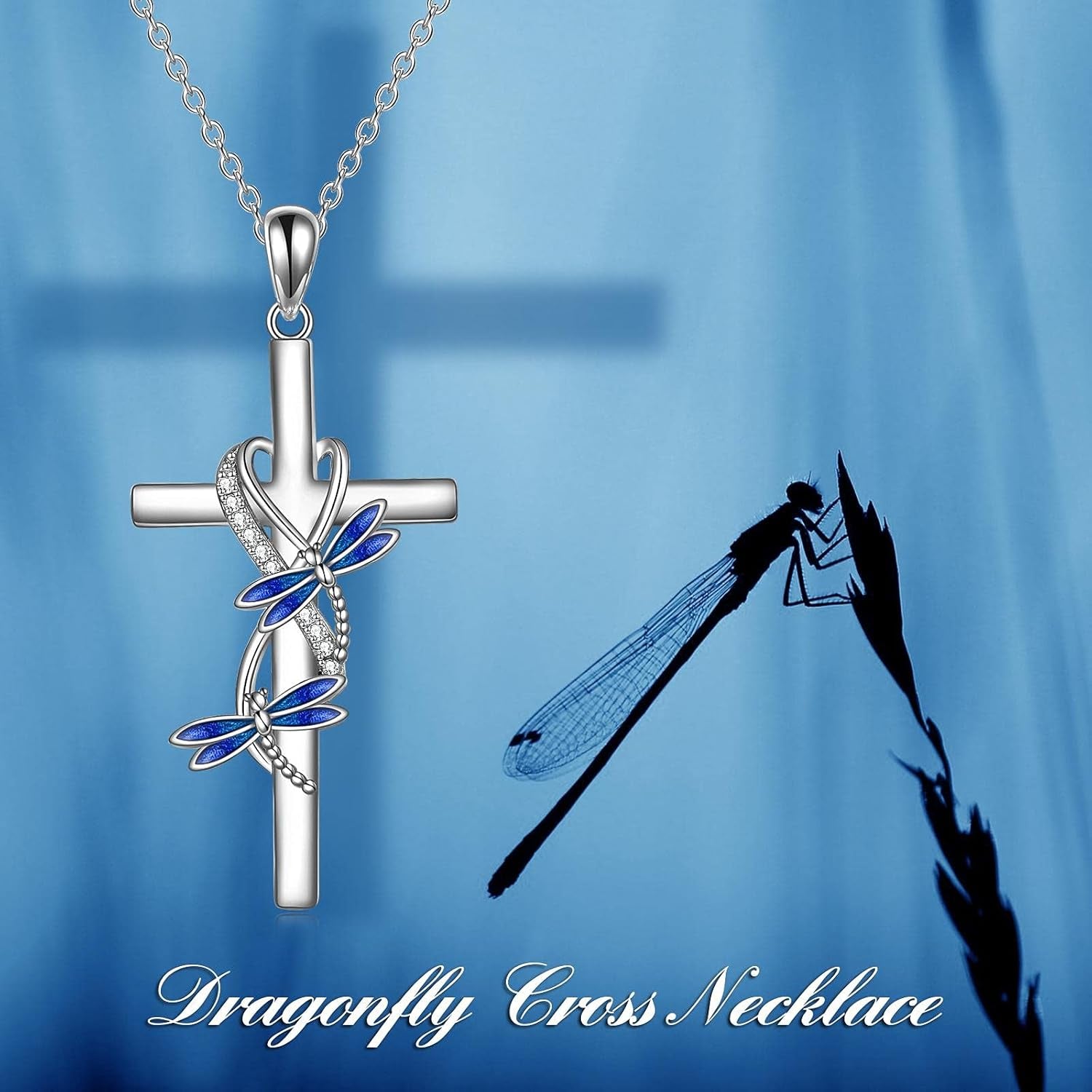 Cross Necklace for Women 925 Sterling Silver Cross Pendant Necklace Animal Jewelry Christmas Gifts for Women Mother Grandma