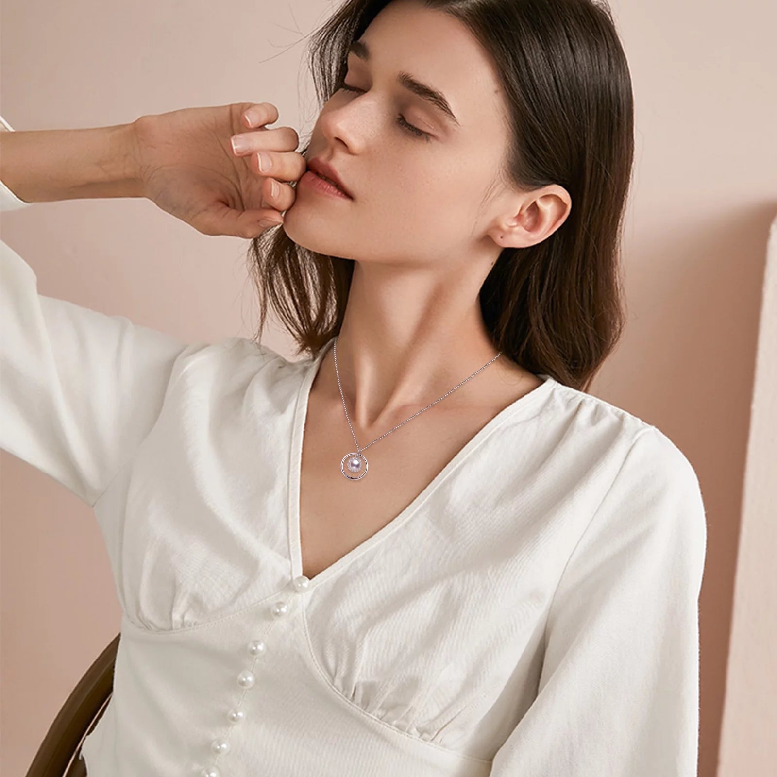 Pearl Necklace for Women – 925 Sterling Silver Pendant Necklace, Elegant Jewelry Gift for Mom, Daughter, Niece – Birthday or Christmas Present