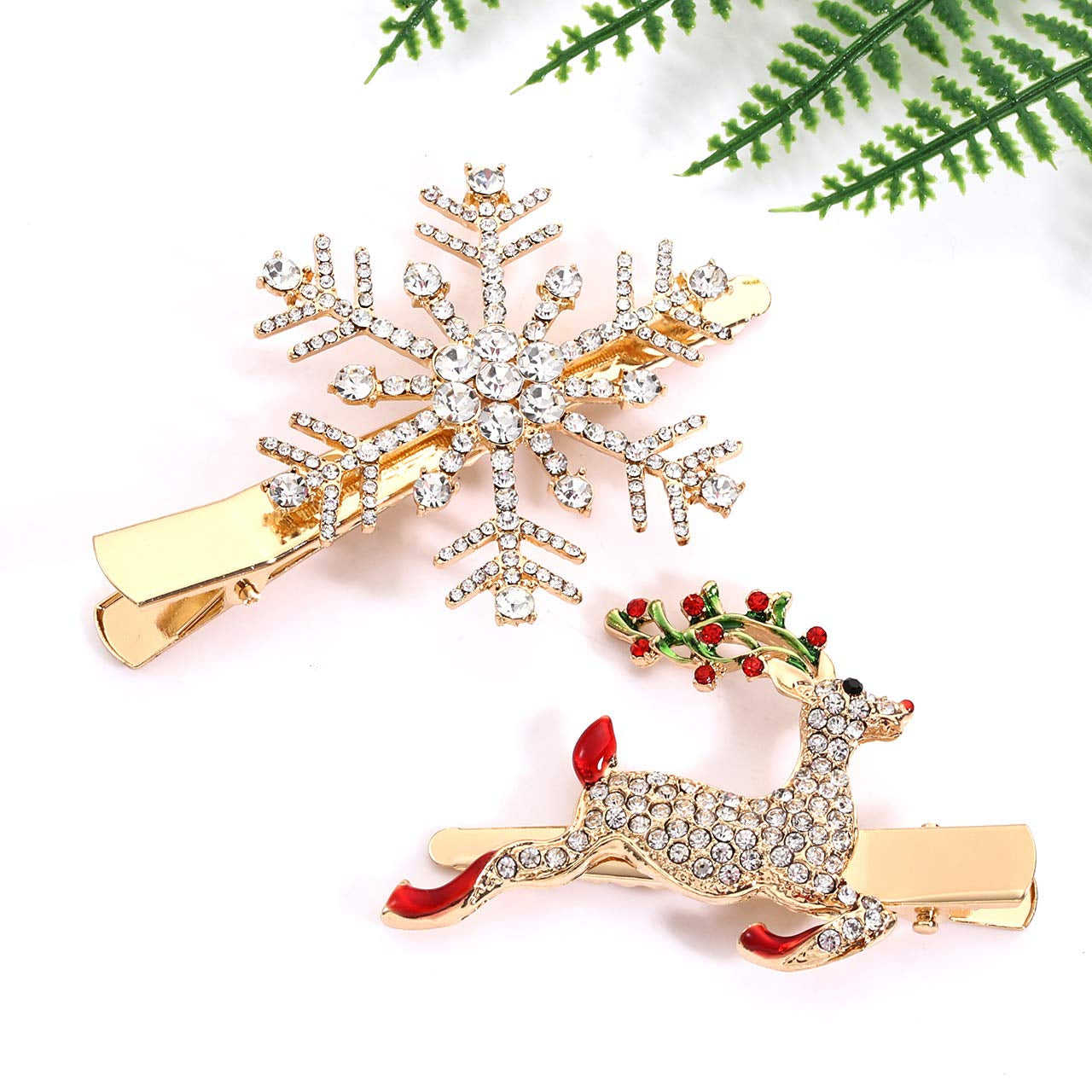 🎄 Christmas Hair Clips – Sparkling Rhinestone Hairpins Christmas Tree, Bells, Snowflake & Reindeer Hair Barrettes – Perfect Holiday Hair Accessories for Women