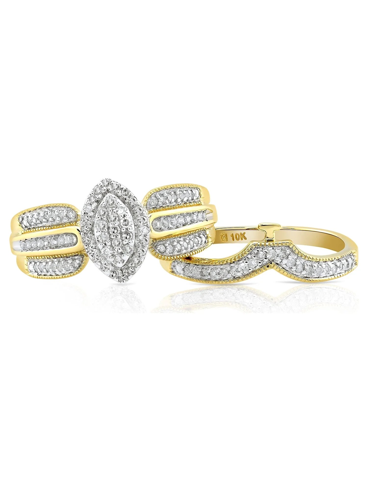 10K Yellow Gold Bridal Set Ring – 0.33 Ct. T.W. Diamond for Women