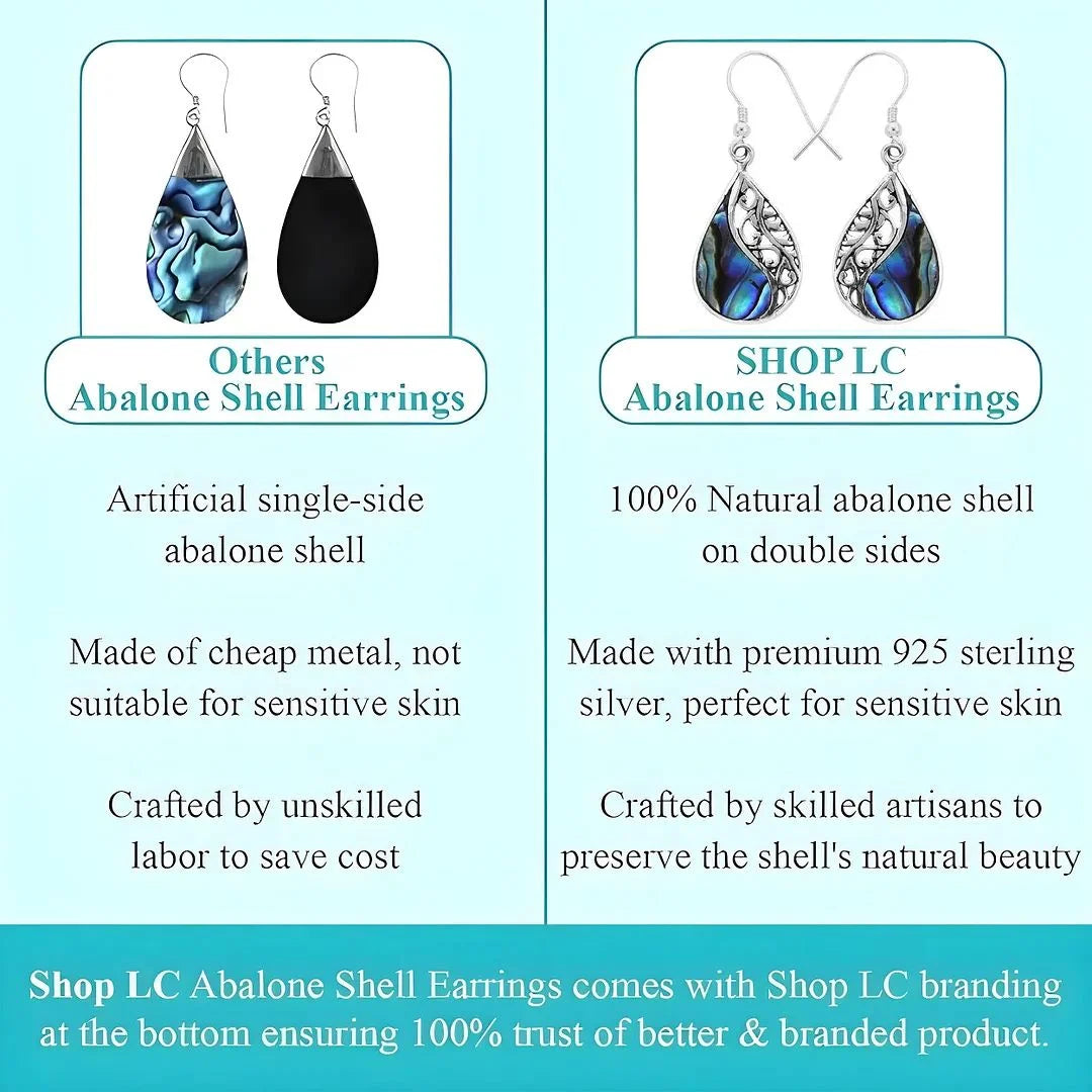 Abalone Shell Earrings for Women – Boho Beach Style in 925 Sterling Silver