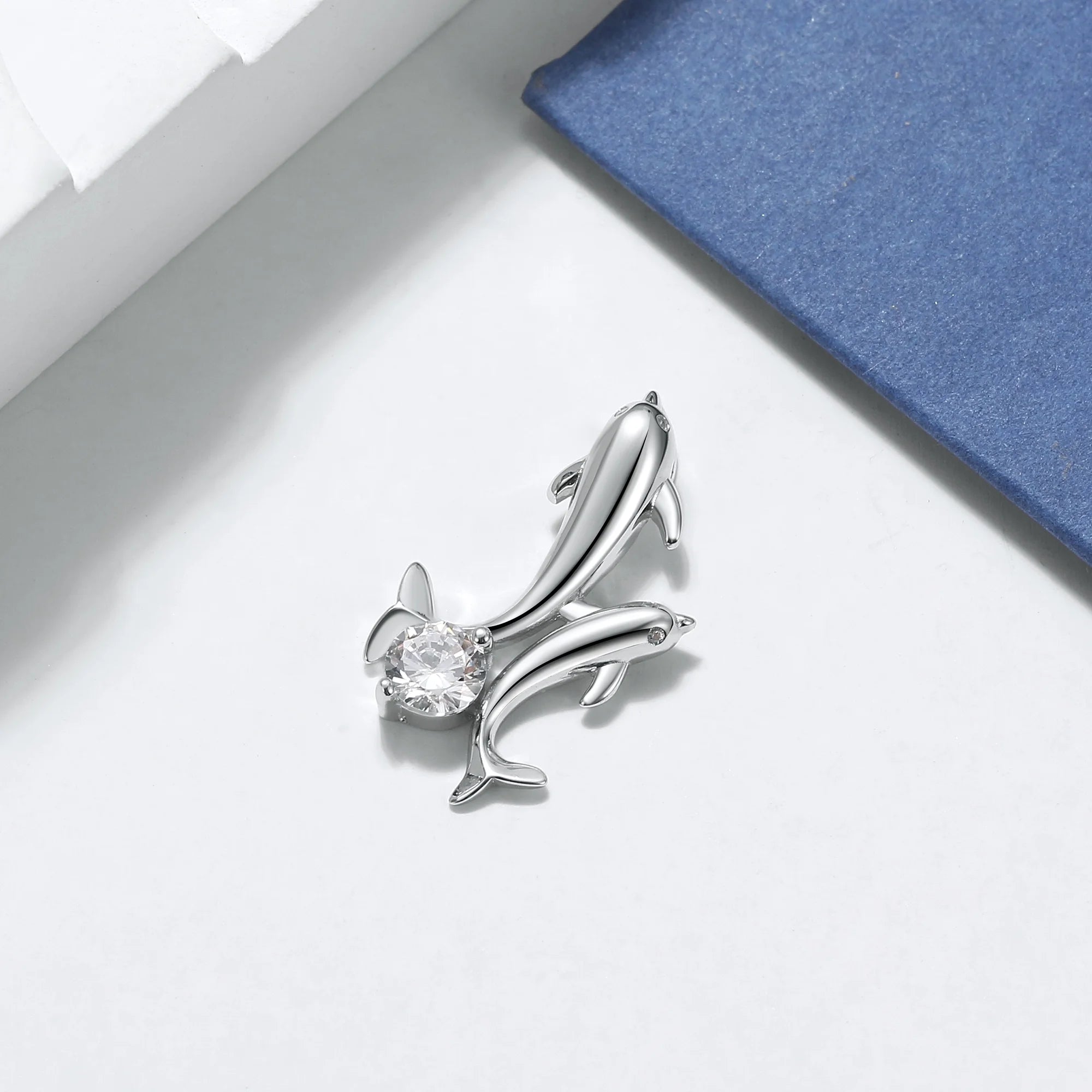 Ginger Lyne Dolphins Pendant Necklace for Women – Sterling Silver with Cubic Zirconia
