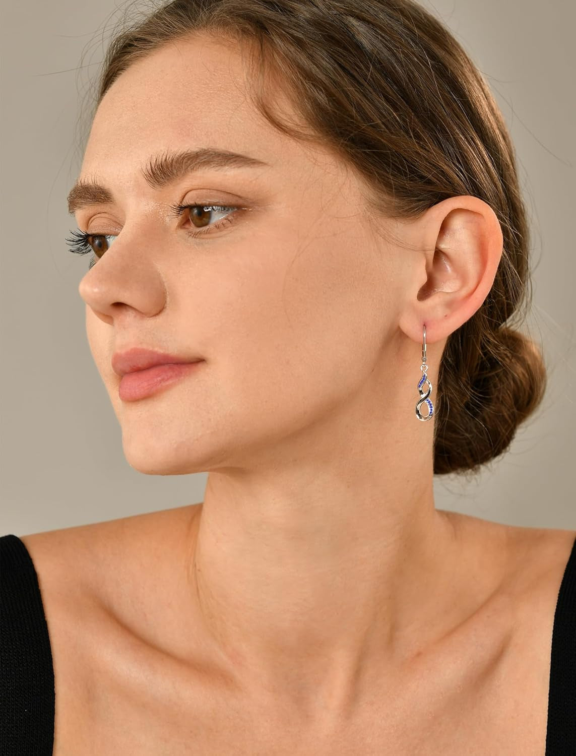 Infinity Dangle Drop Earrings – 925 Sterling Silver Leverback Birthstone Jewelry for Women