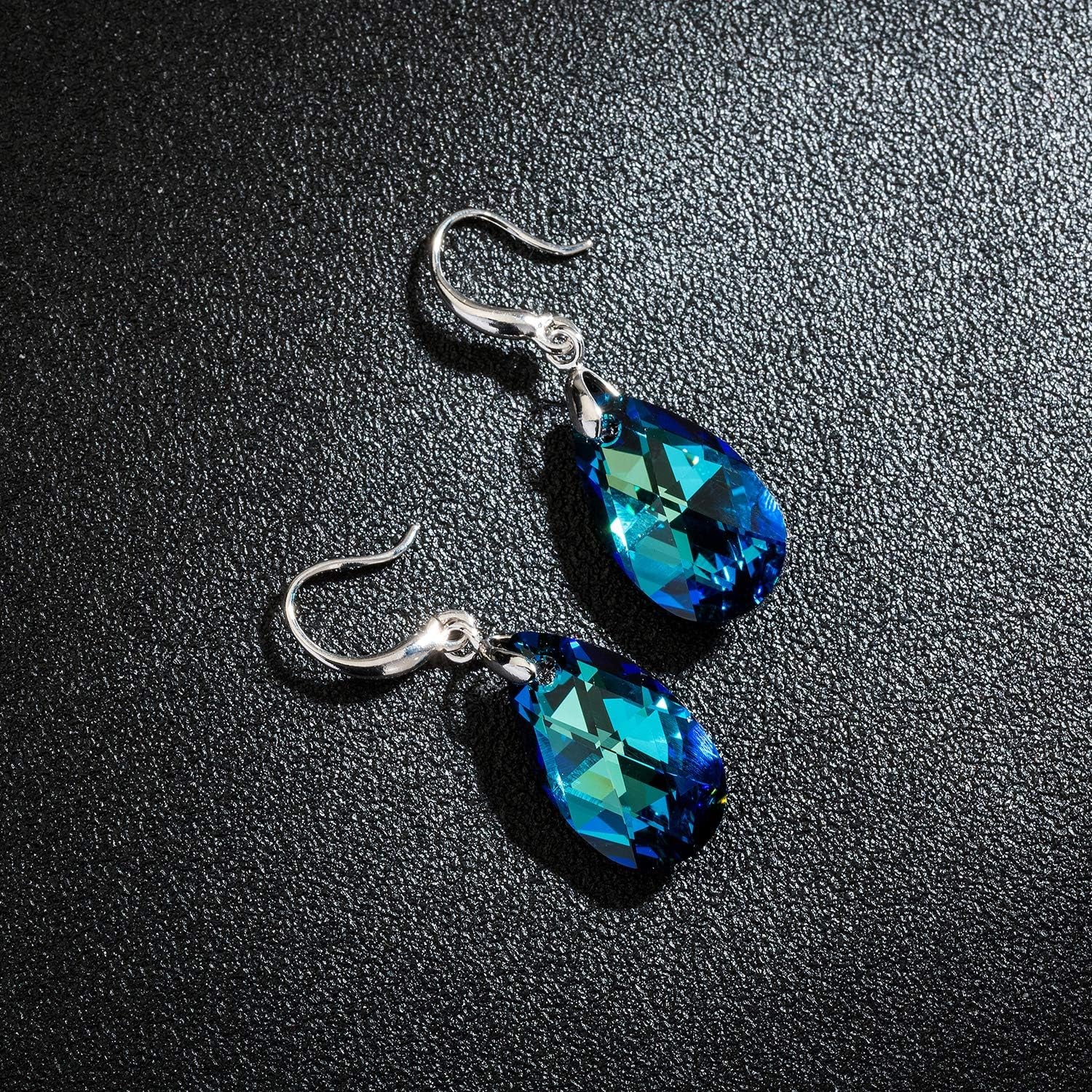 Austrian Crystal Teardrop Dangle Hook Earrings for Women – 14K Gold Plated, Hypoallergenic Jewelry