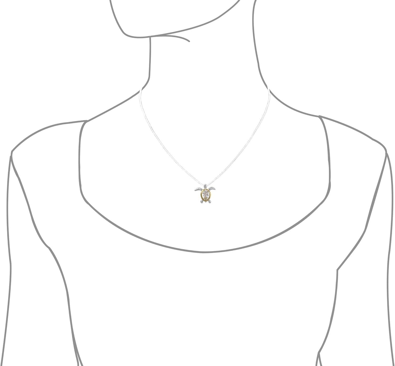 Sterling Silver Turtle & Plumeria Pendant Necklace – 16" + 2" Extender