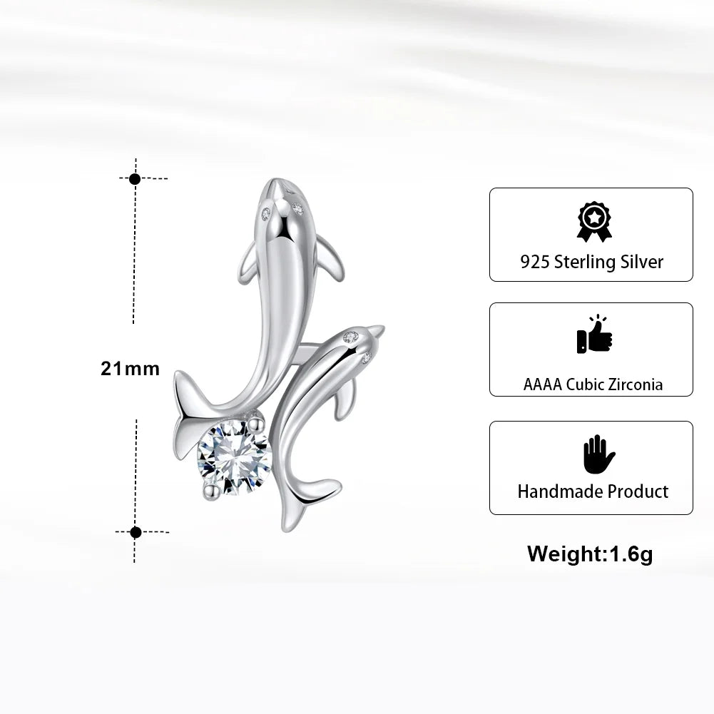 Ginger Lyne Dolphins Pendant Necklace for Women – Sterling Silver with Cubic Zirconia