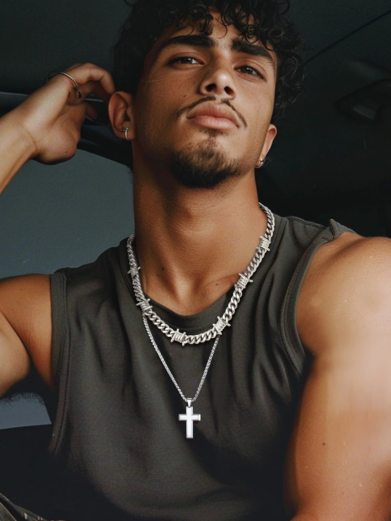 7MM Cuban Link Thorns Choker Necklace – Barbed Wire Design, Hip-Hop Punk Jewelry for Men