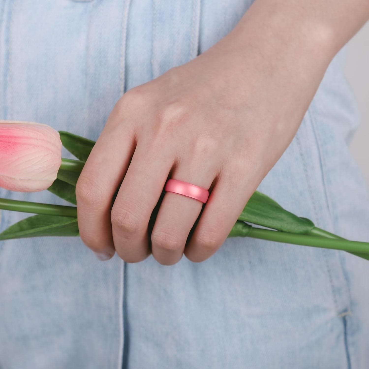 Women’s Silicone Anniversary Rings – 5.5mm Wide, 2mm Thick Flexible Rubber Bands for Workout & Everyday Wear
