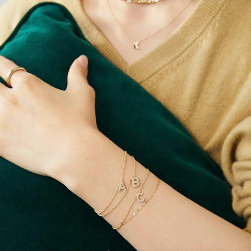 S925 Sterling Silver Initial Bracelets for Women – Dainty A-Z Letter Jewelry, Birthday & Anniversary Gift for Wife or Girlfriend