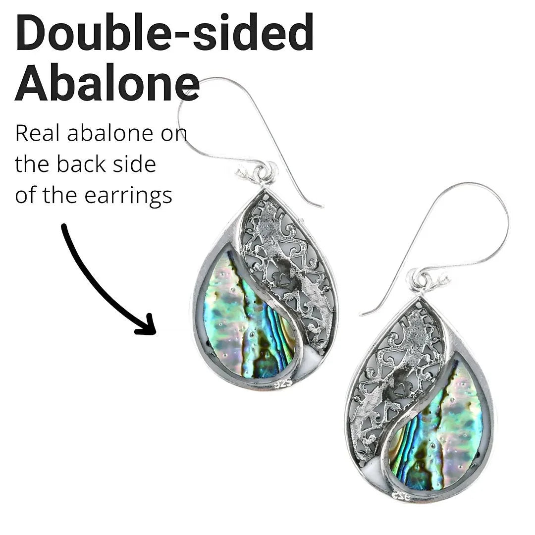 Abalone Shell Earrings for Women – Boho Beach Style in 925 Sterling Silver
