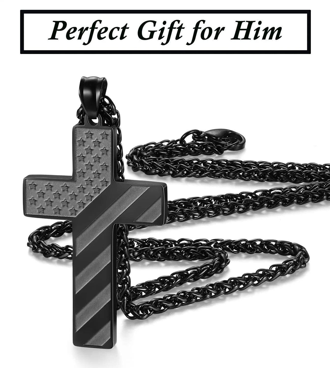 Cross Necklace for Teen Boys & Men – Christian Pendant Chain Gift for 16-Year-Old Son, Boyfriend, Husband
