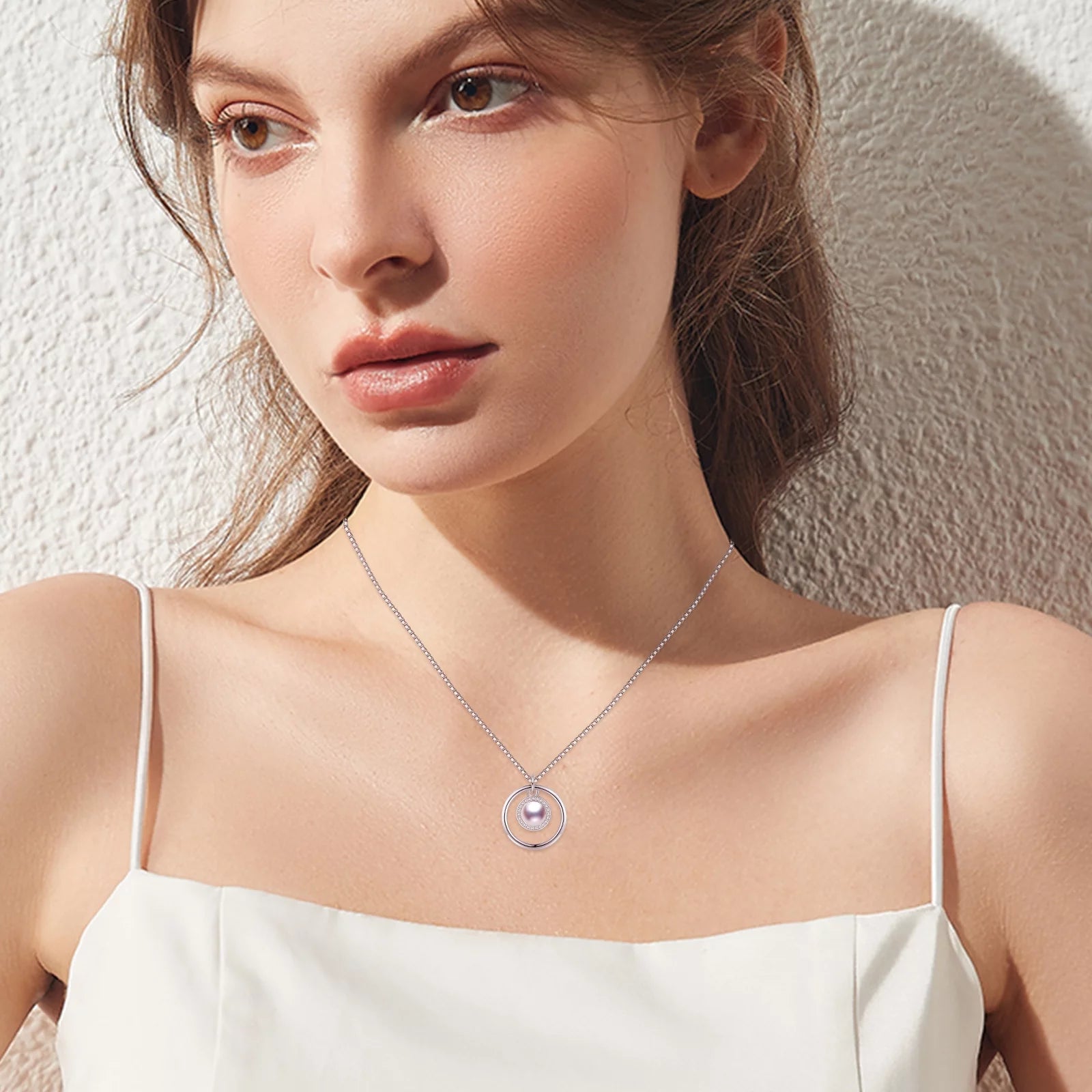 Pearl Necklace for Women – 925 Sterling Silver Pendant Necklace, Elegant Jewelry Gift for Mom, Daughter, Niece – Birthday or Christmas Present