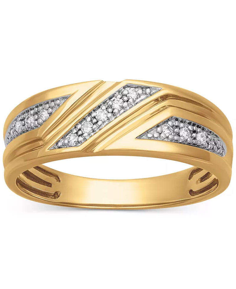 Men’s Diamond Three-Station Wedding Band – 1/10 Ct. T.W., 14K Gold