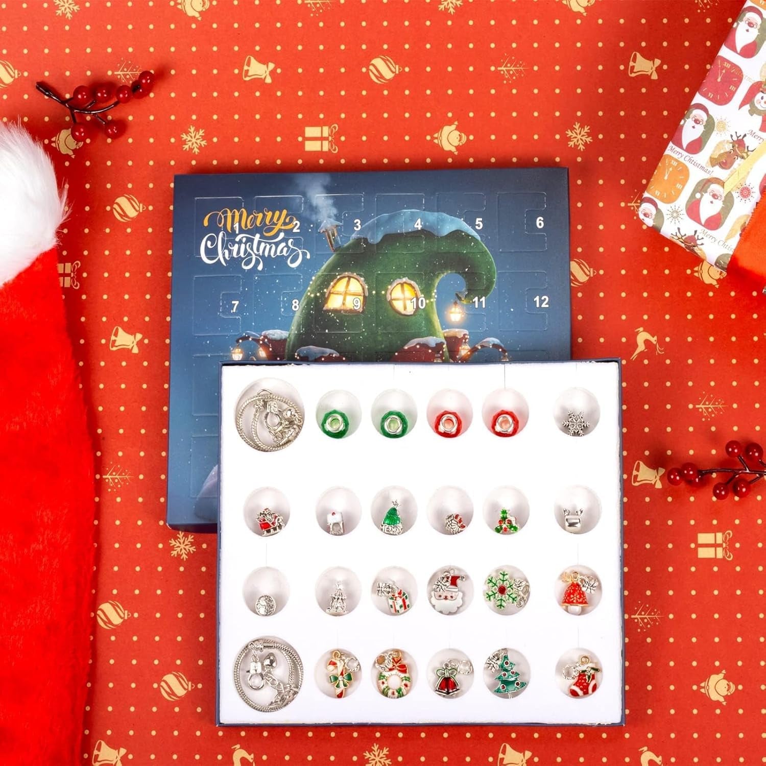 Christmas Advent Calendar Bracelets 2025 for Girls – 24 Days Xmas Countdown Kit