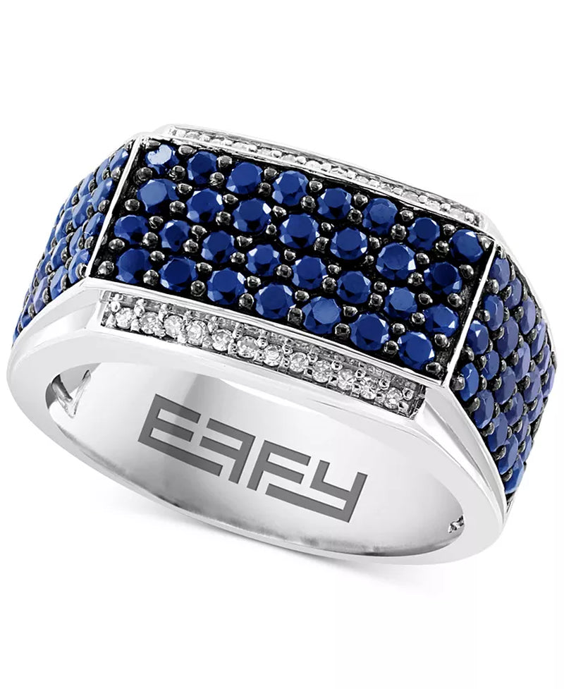 EFFY® Men’s Ruby & Diamond Ring – 2-1/2 Ct. T.W. Ruby, 1/10 Ct. T.W. Diamond, Sterling Silver