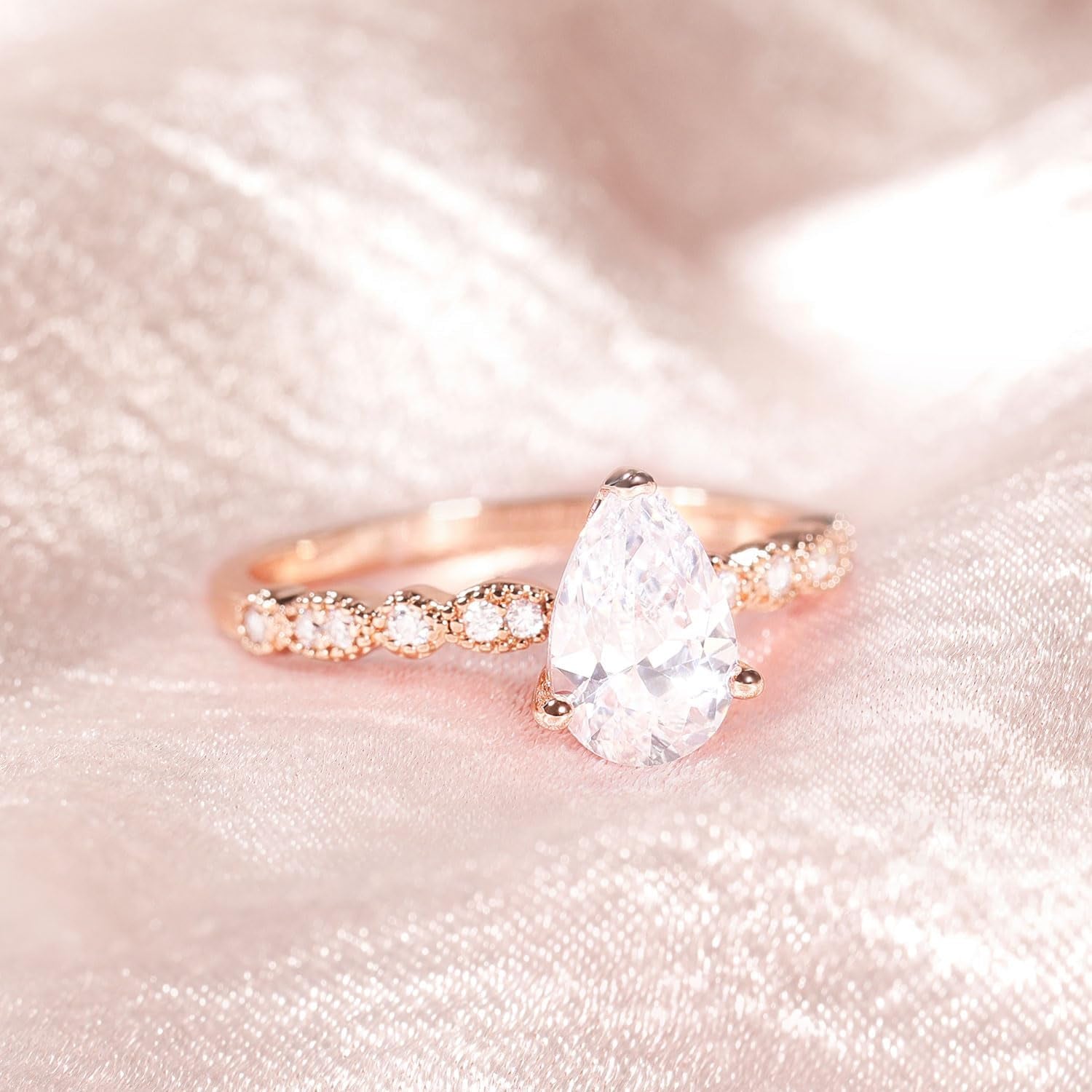 1.5Ct Teardrop Engagement Ring for Women – Marquise Pear-Shaped Cubic Zirconia Promise Ring (Sizes 4–12)