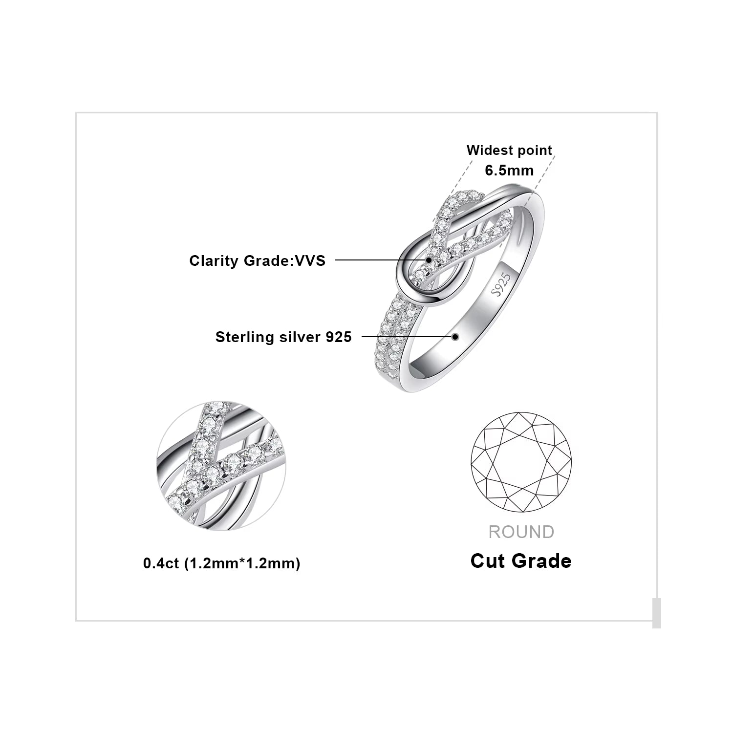 New Arrival Infinity Love Knot Gemstone Ring – 925 Sterling Silver Statement Jewelry for Women