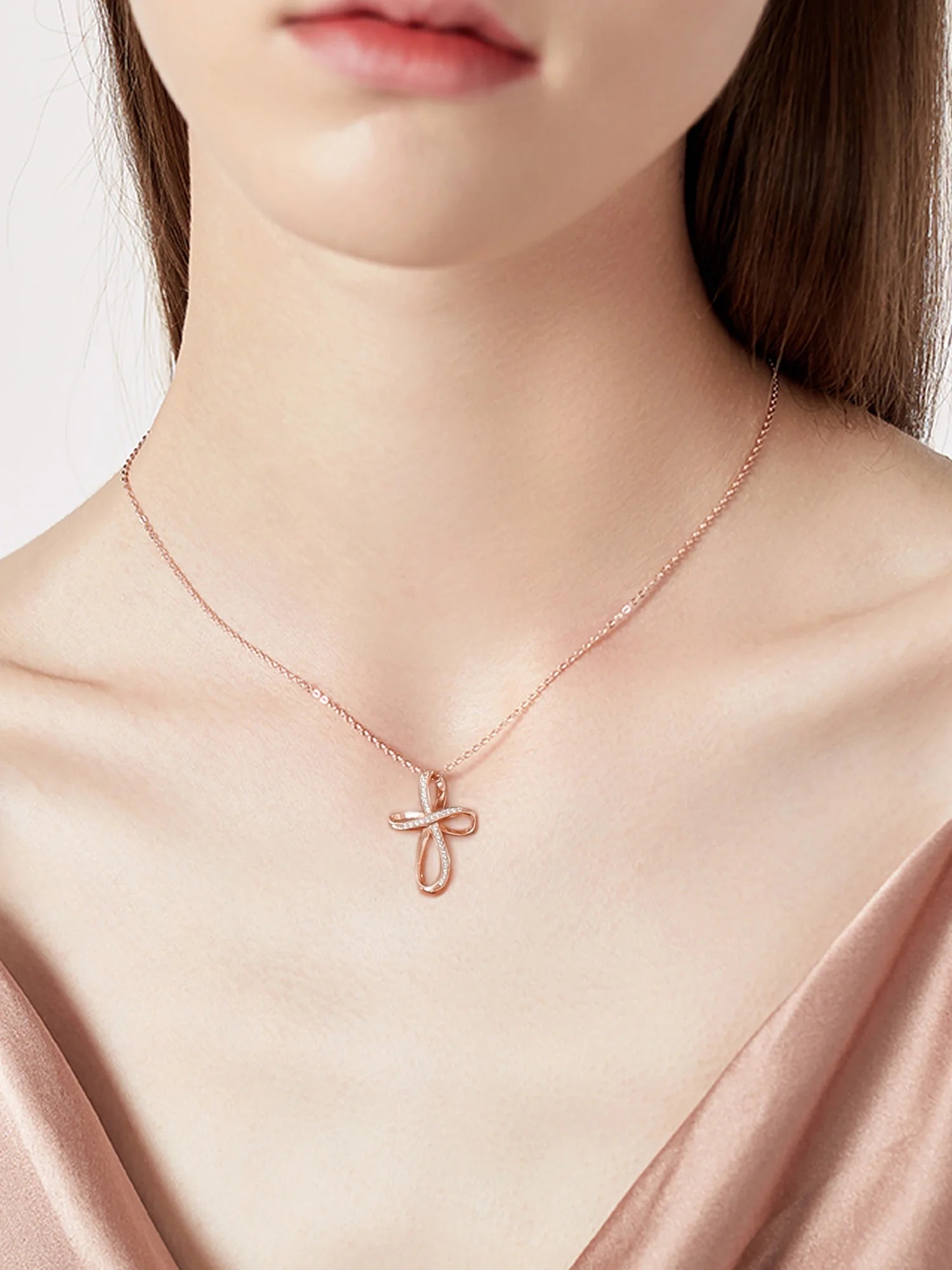 925 Sterling Silver Cross & Infinity Necklace for Women – CZ Pendant Gift for Girlfriend or Mom