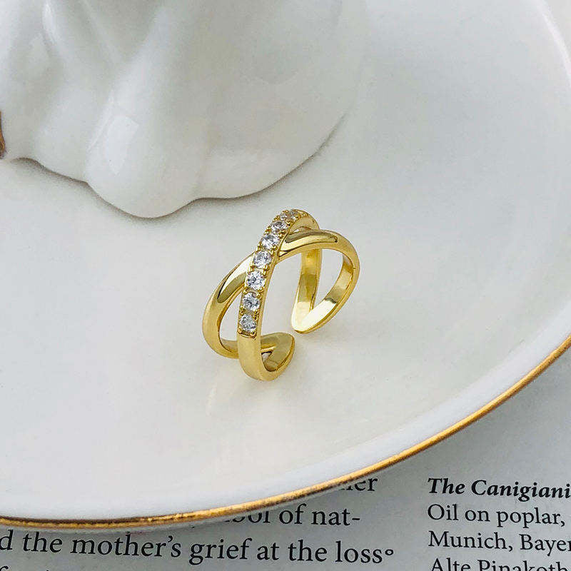 Adjustable Cross Ring – 925 Sterling Silver or Gold-Plated with Zircon Stones