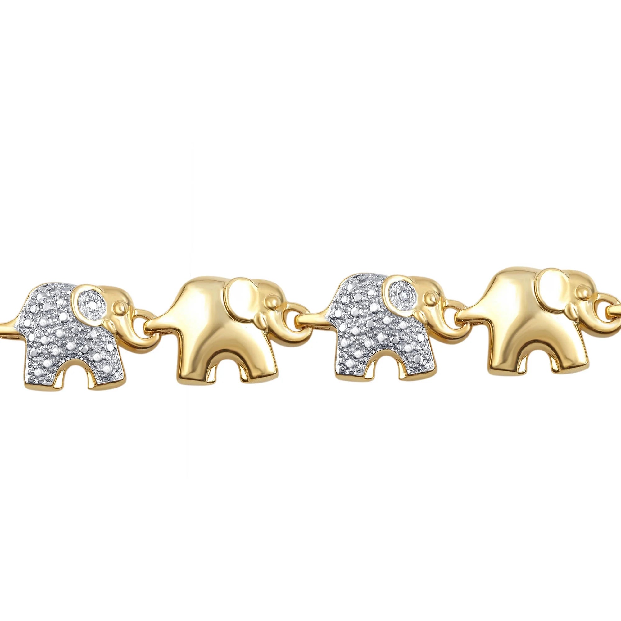Gold-Tone Elephant Bracelet – 7.5" Lucky Charm Jewelry for Women