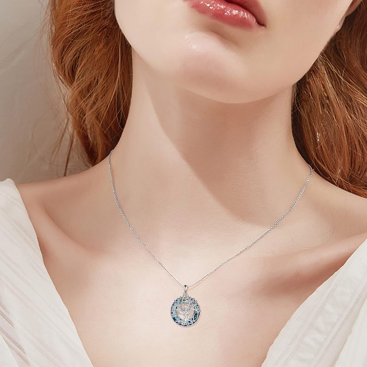 🎂 Birthday Gifts Necklace for Women – Sterling Silver Tree of Life Necklace with Blue Crystal | 16th 18th 30th 40th 50th 60th 70th 80th 90th 100th Birthday Gift | Mother’s Day & Christmas Jewelry for Mom, Wife, Women