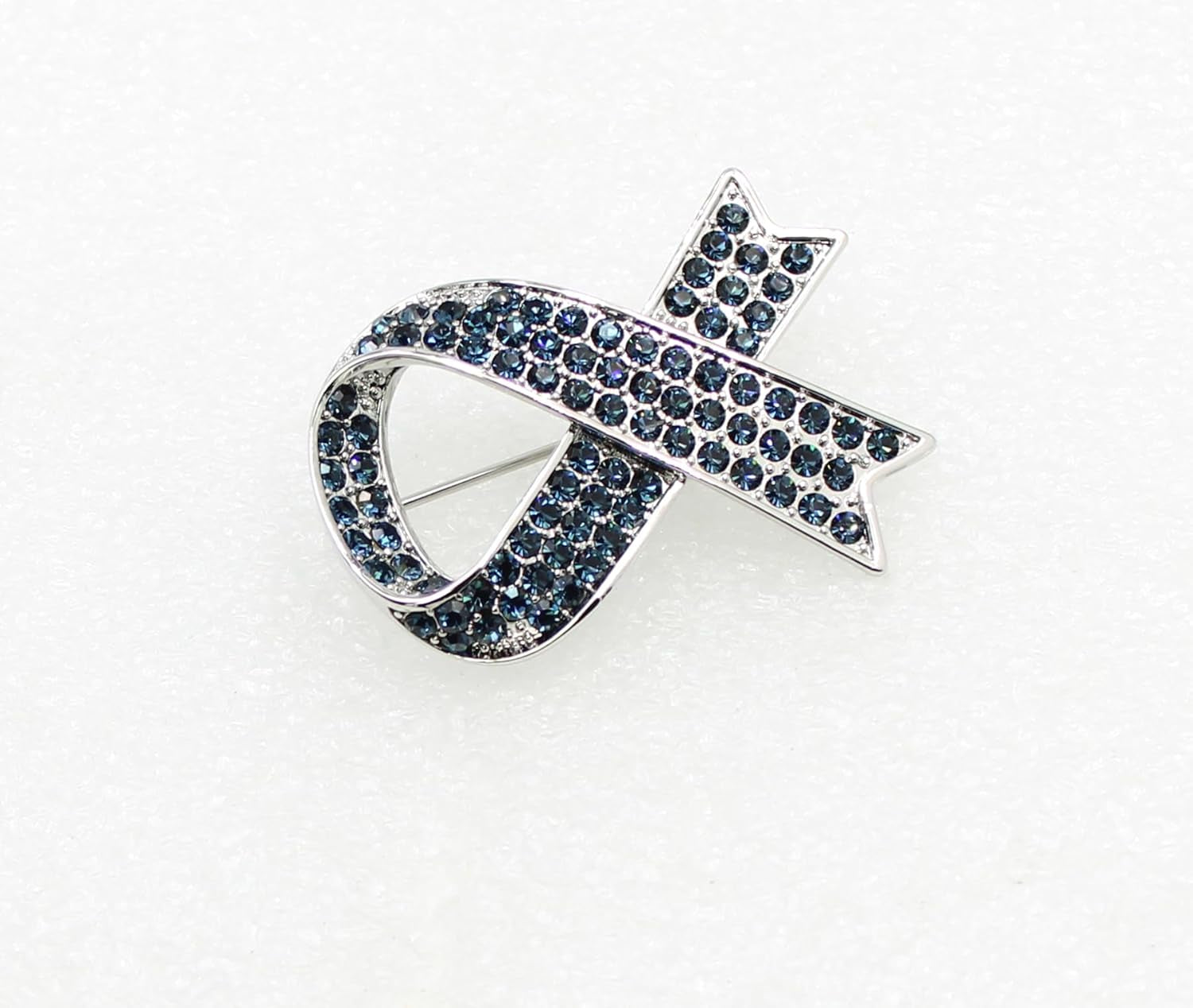Gorgeous Rhinestone Crystal Awareness Ribbon Brooch Pin – Elegant Support Accessory