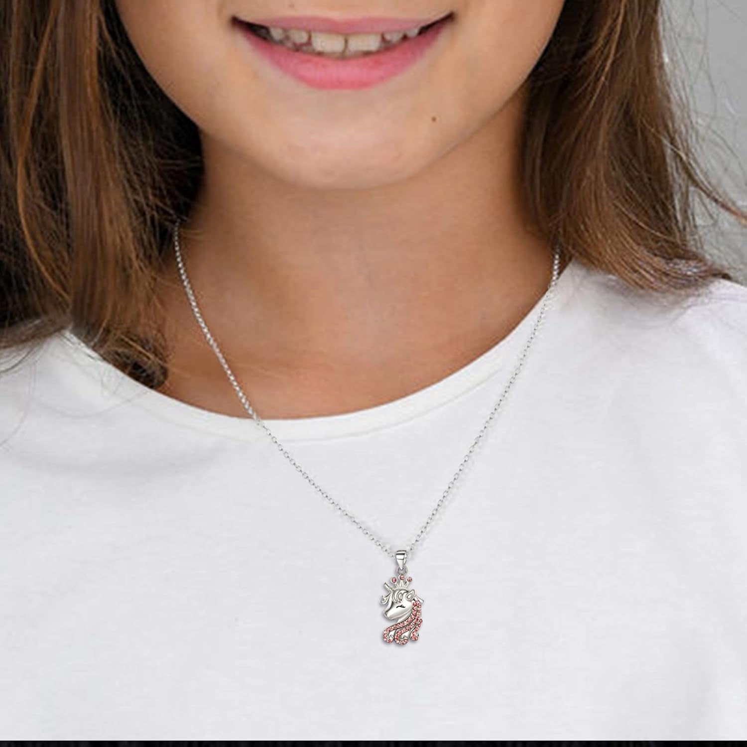 CZ Crown Unicorn Pendant | Sparkling Christmas Jewelry Gifts | Birthday Gift for Daughter or Granddaughter