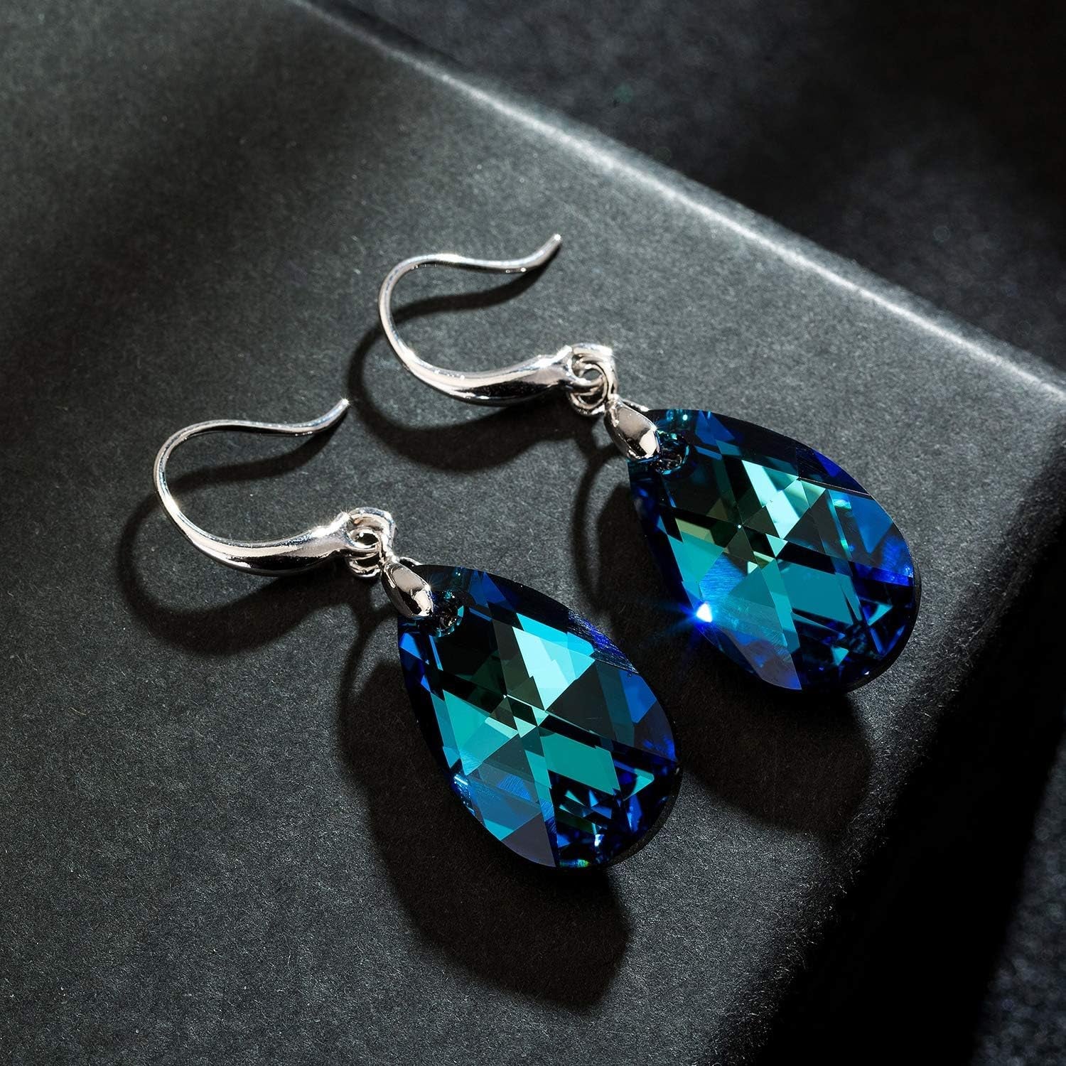 Austrian Crystal Teardrop Dangle Hook Earrings for Women – 14K Gold Plated, Hypoallergenic Jewelry
