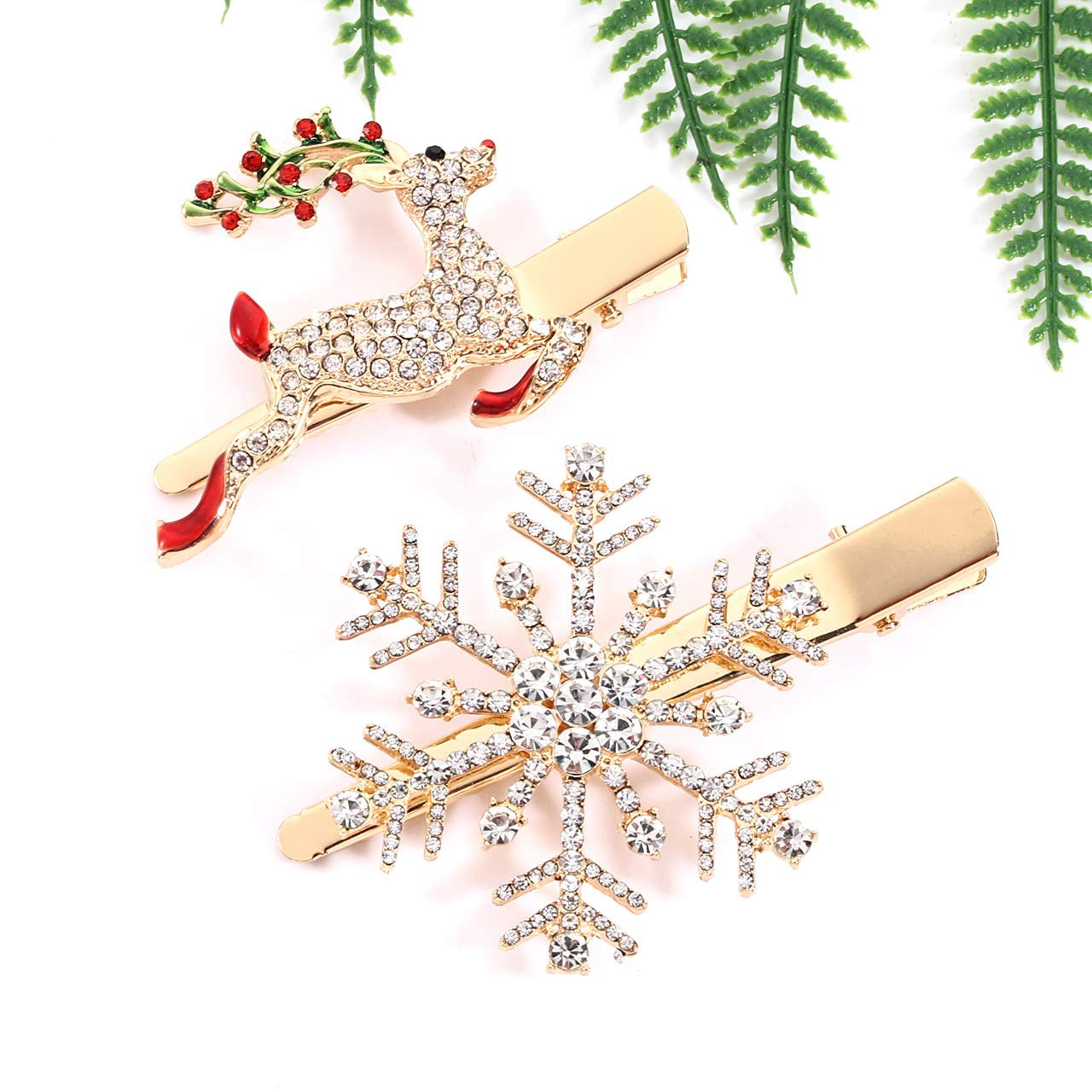 🎄 Christmas Hair Clips – Sparkling Rhinestone Hairpins Christmas Tree, Bells, Snowflake & Reindeer Hair Barrettes – Perfect Holiday Hair Accessories for Women