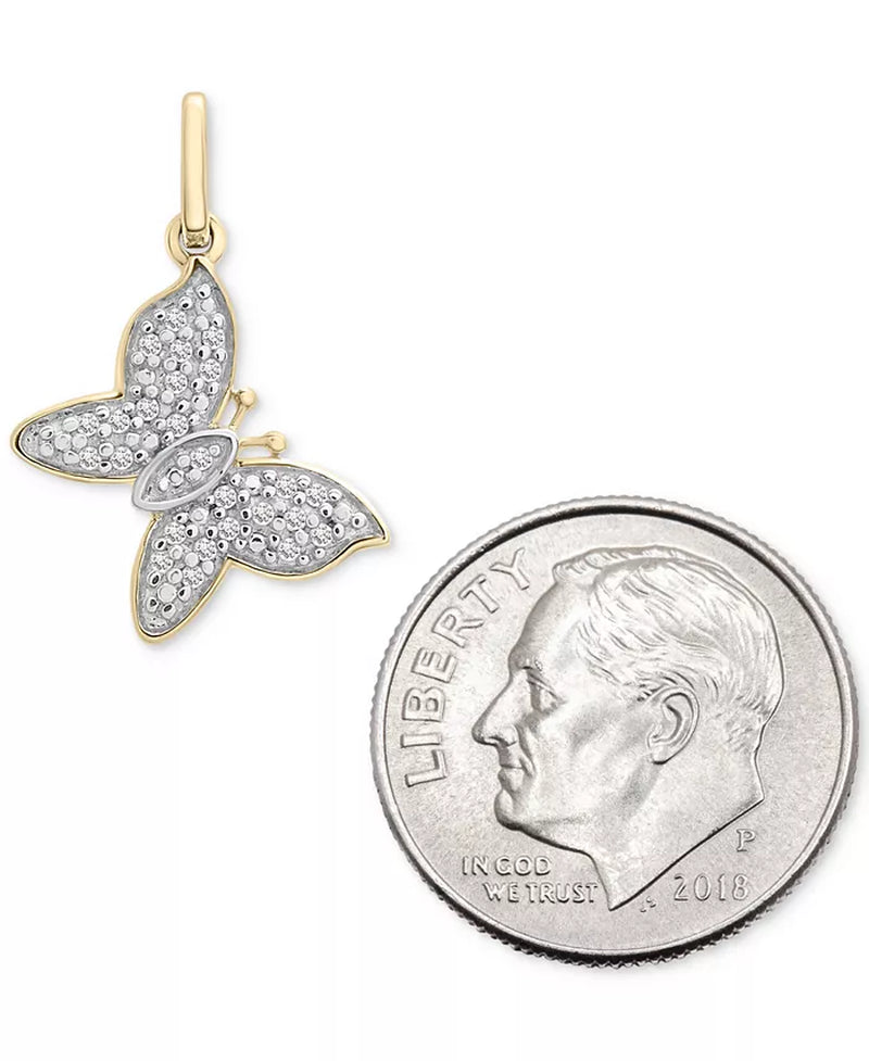 Diamond Butterfly Charm Pendant – 1/20 Ct. T.W., 10K Gold