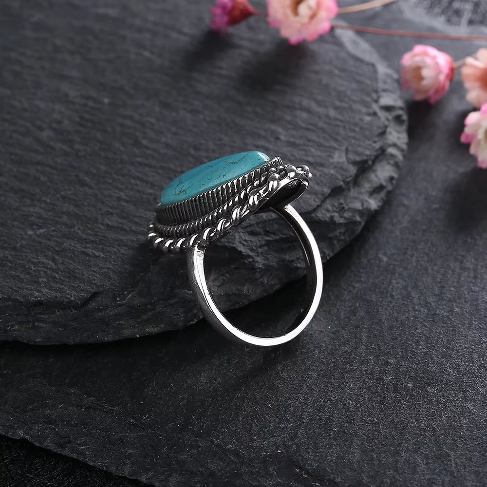Desert Bloom Turquoise Ring – Bold Statement of Earthy Elegance & Southwestern Charm