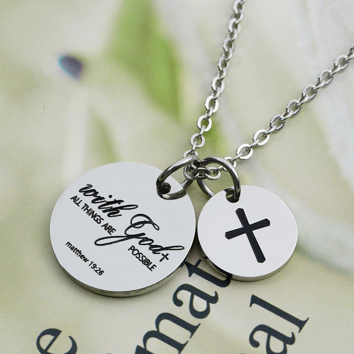 Bible Verse Necklace with Cross Charm – Confirmation Pendant Gift, Scripture Jewelry for Women