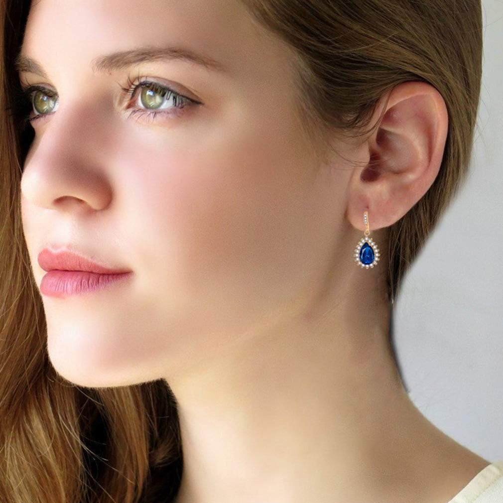 Austrian Crystal Halo Teardrop Dangle Earrings for Women – 14K Rose Gold Plated, Hypoallergenic Jewelry