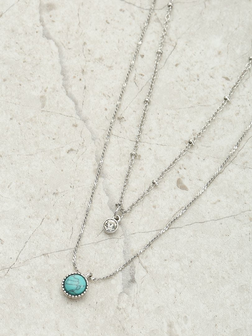 Women’s Silvertone Layered Necklace – 1-Piece Fashion Jewelry