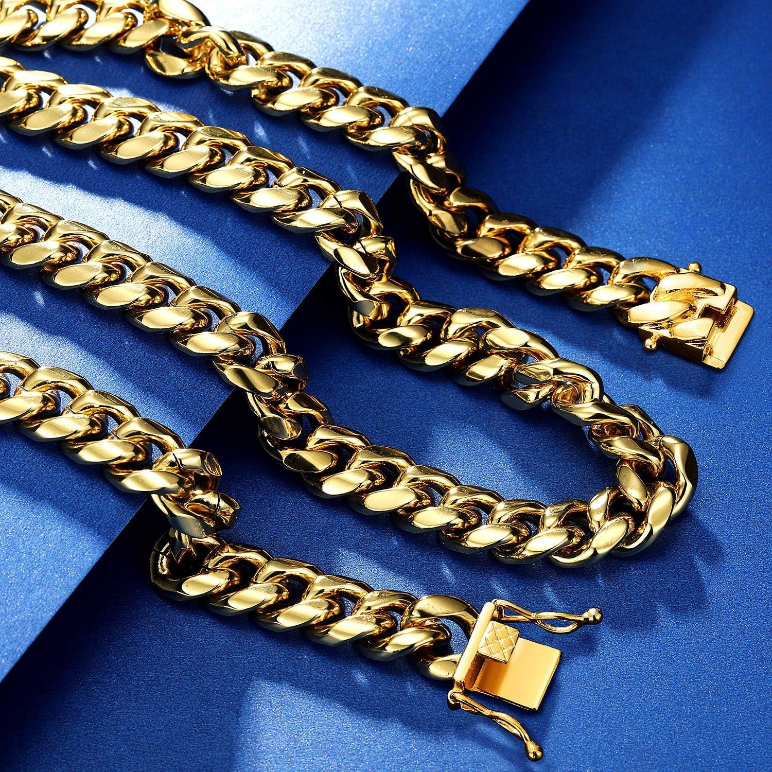 Miami Cuban Link Chain for Men – 15mm 18K Gold Stainless Steel Curb Necklace, Hip Hop Jewelry