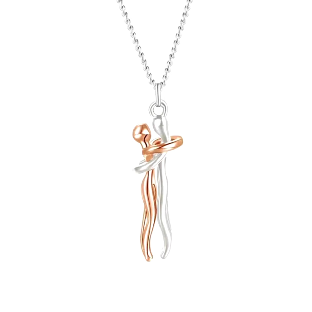 Embrace Forever Necklace – Adjustable Hugging Couple Pendant for Lovers, Romantic Gift for Him or Her