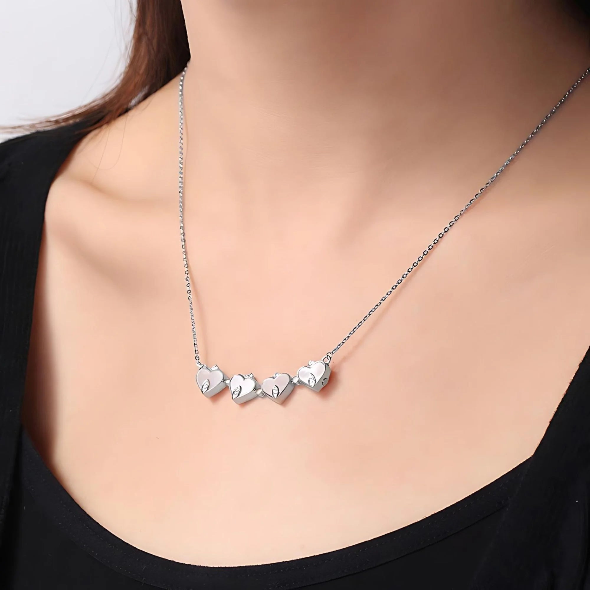 4-Leaf Clover Heart Pendant Necklace for Women – Magnetic 925 Sterling Silver Good Luck Charm Jewelry