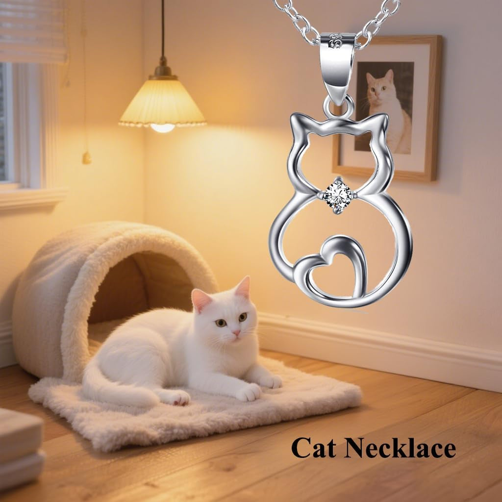 Cat Necklace – Sterling Silver Animal Pendant Necklace for Women | Cute & Elegant Jewelry Gift