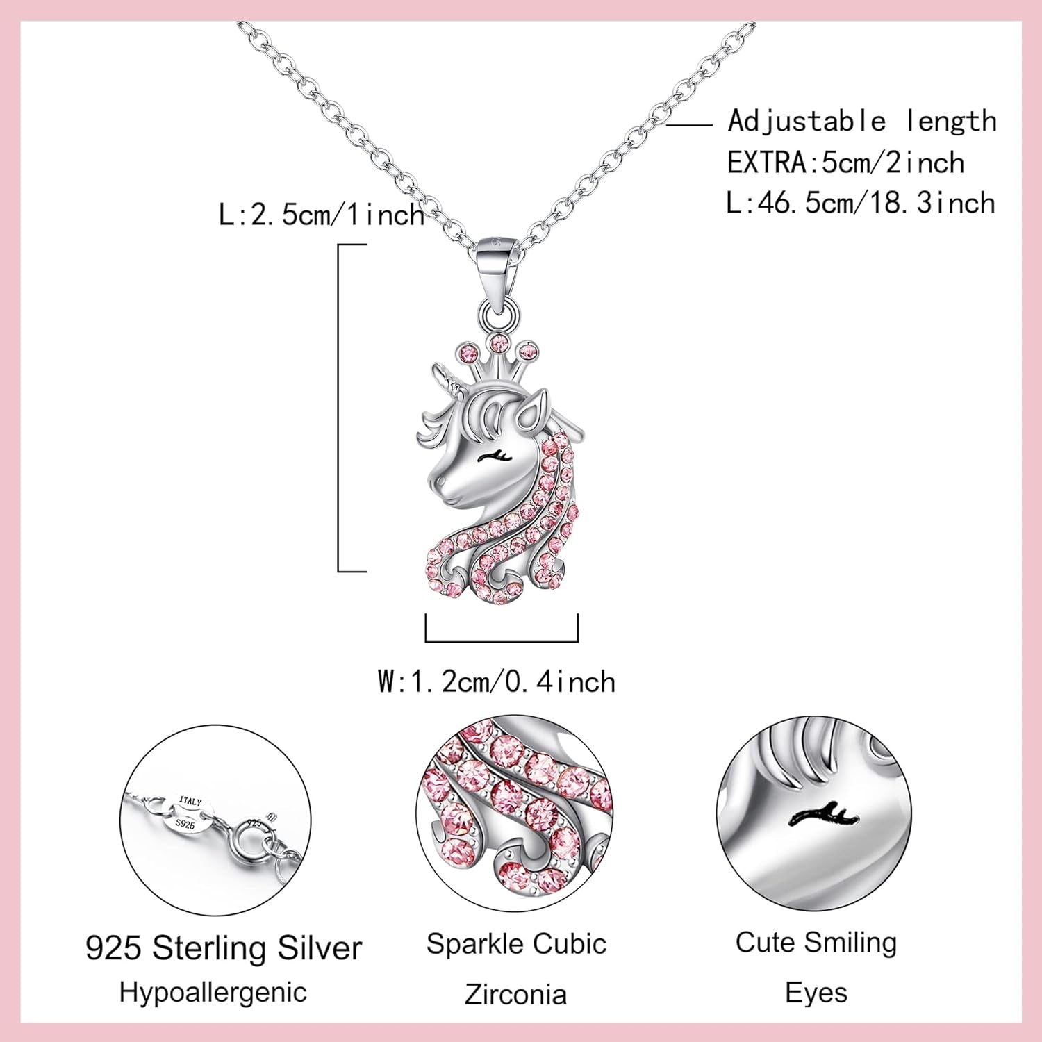 CZ Crown Unicorn Pendant | Sparkling Christmas Jewelry Gifts | Birthday Gift for Daughter or Granddaughter