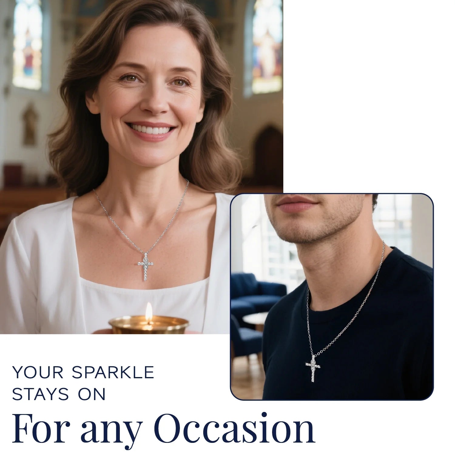 Cross Necklace for Women – 1 Carat Moissanite Sterling Silver Pendant | Christian Jewelry Gift