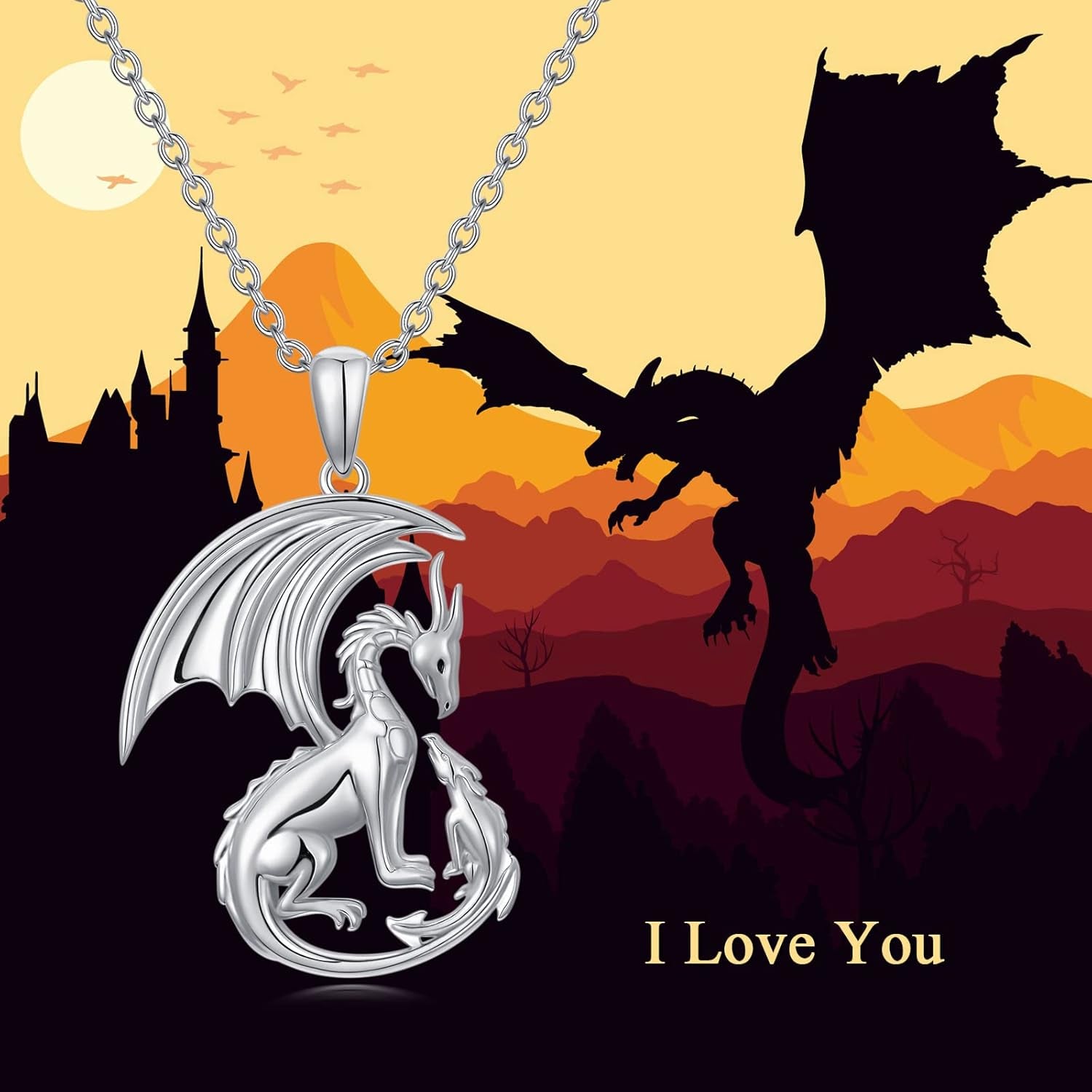 925 Sterling Silver Dragon Necklace – Cute Animal Jewelry Gift for Women & Mothers
