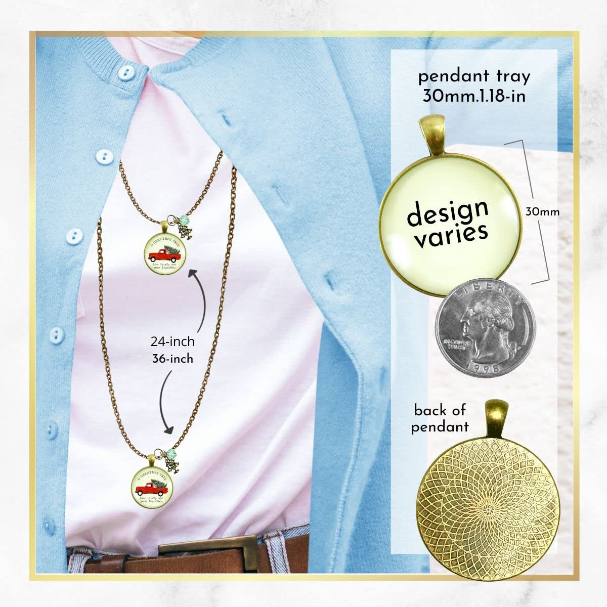 🎄 Red Truck Christmas Theme Necklace – Vintage Holiday Charm Jewelry