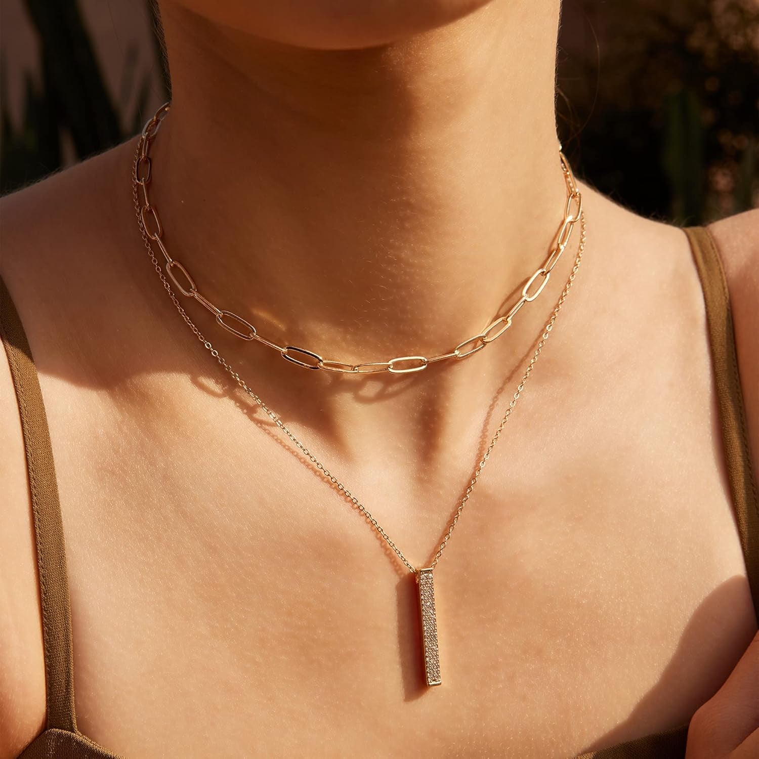 14K Gold Plated Circle Cubic Zirconia Pendant Necklace – Dainty Twist Rope Chain | Elegant Gift for Women