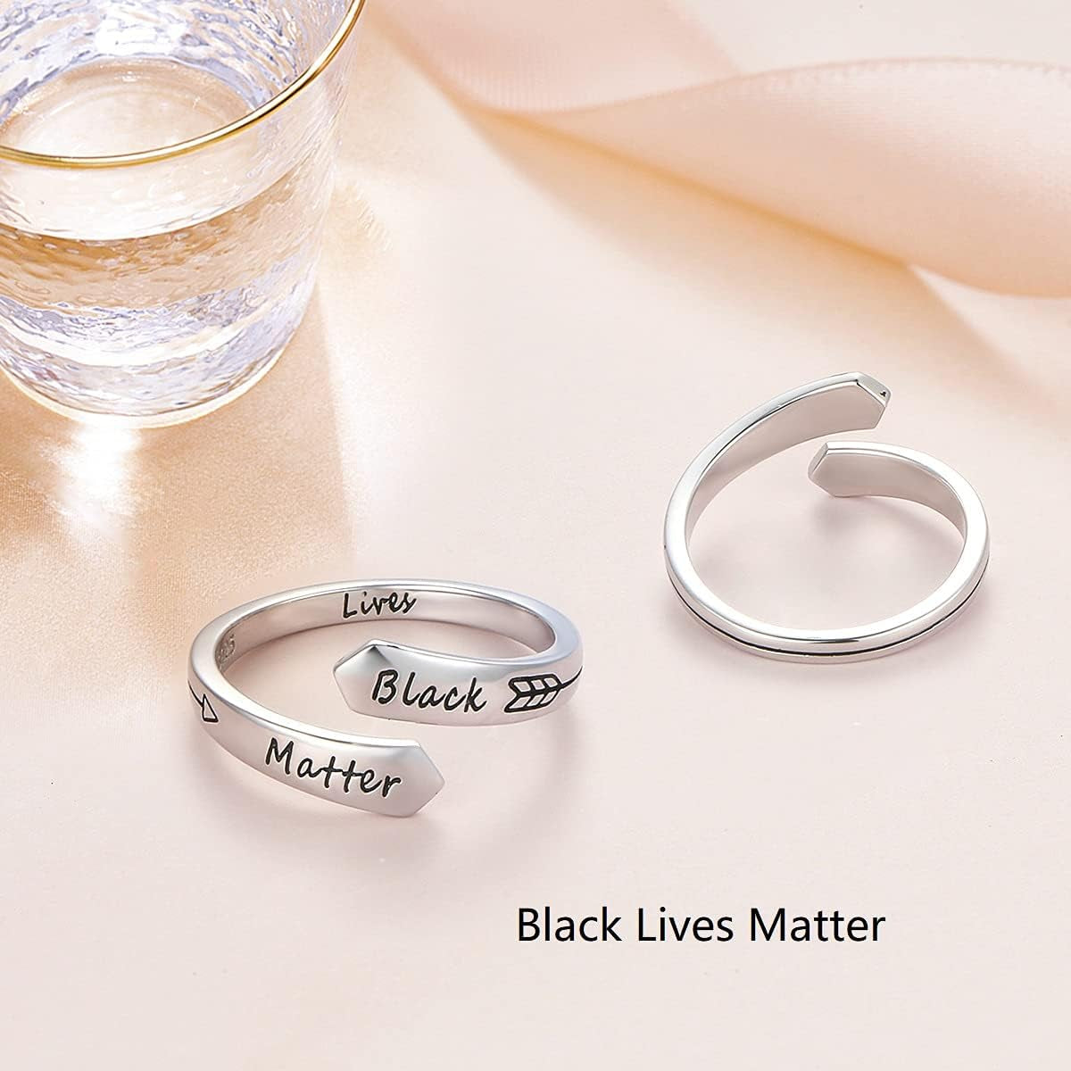 Inspirational Adjustable Ring for Women – 925 Sterling Silver Spiral Wrap "I Am Enough / Keep Going" Engraved Encouragement Jewelry