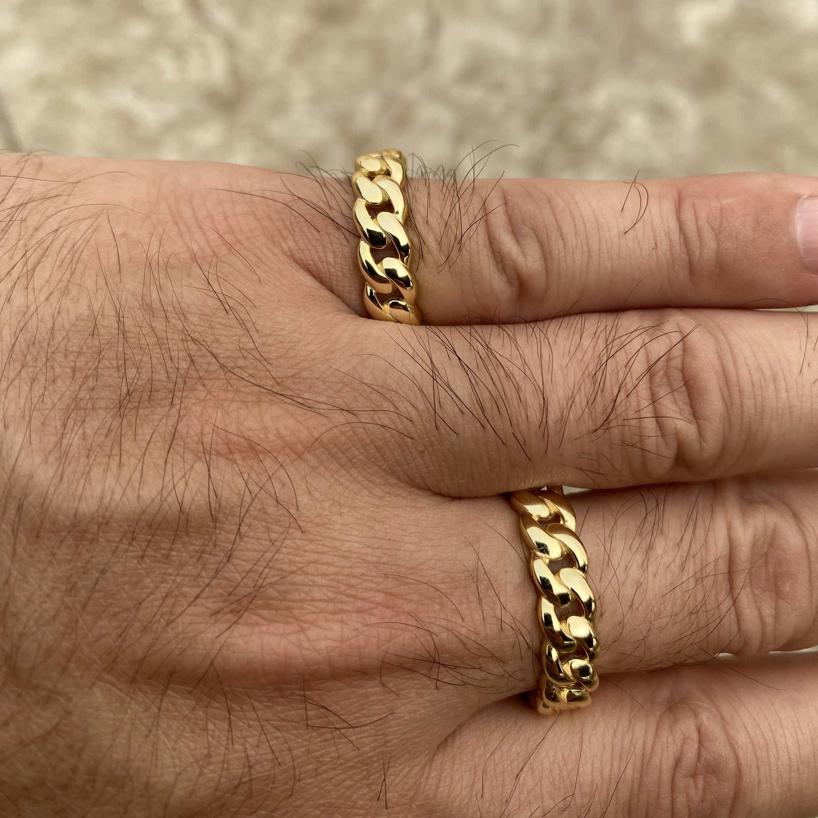 14K Gold Plated over Real 925 Sterling Silver Ring – Plain Miami Cuban Link, Sizes 6–13